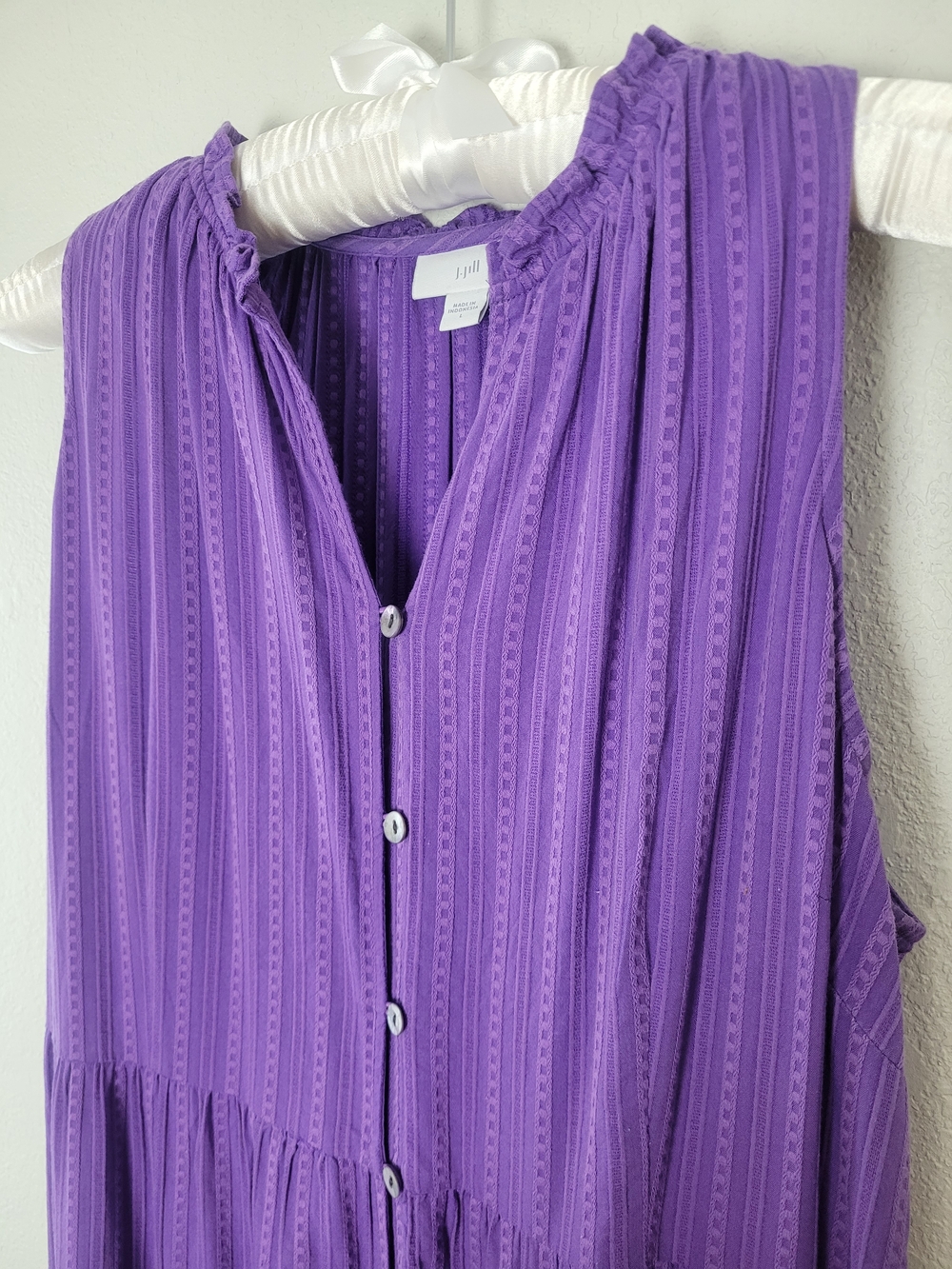 J. Jill Purple Sleeveless Button-Front Tiered Maxi Dress - Picture 5 of 12